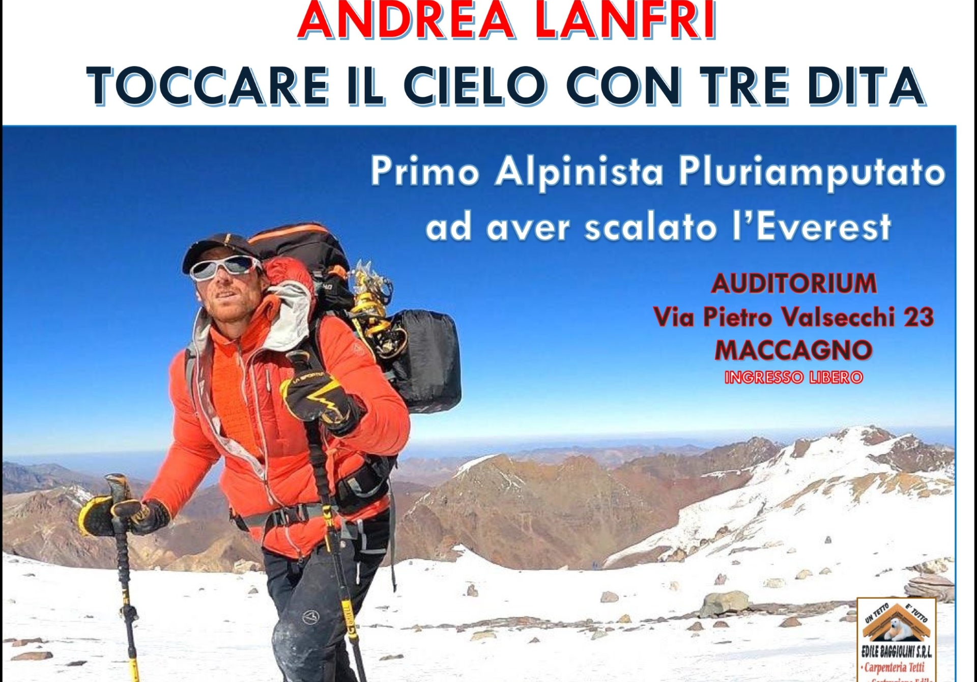 Incontro con Andrea Lanfri - Primo alpinista pluriamputato ad aver scalato l’Everest